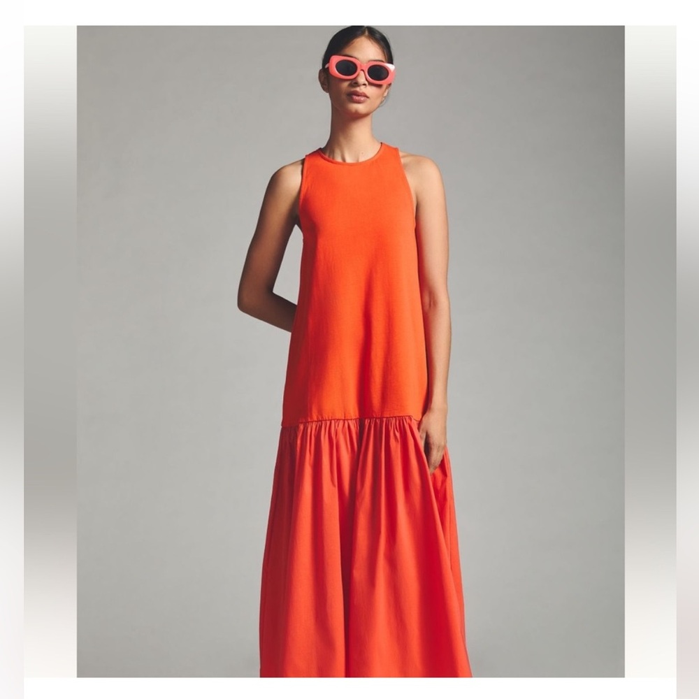 Maeve by Anthropologie - XL - orange sleeveless flouncy maxi dress - EUC